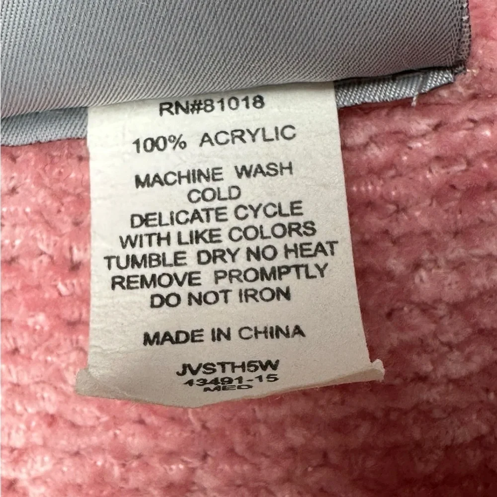 Blair Size Medium Zip Up Sleeveless Sweater Chunky Knit Grandmacore Pink
